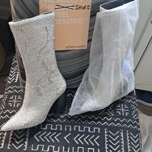NWT Jeffrey Campbell Silver Rhinestone Boots